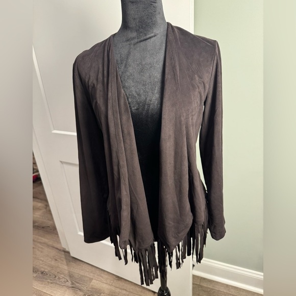 Gibson Latimer dark brown Open Front Long Sleeve Fringe Western festival - Picture 1 of 8